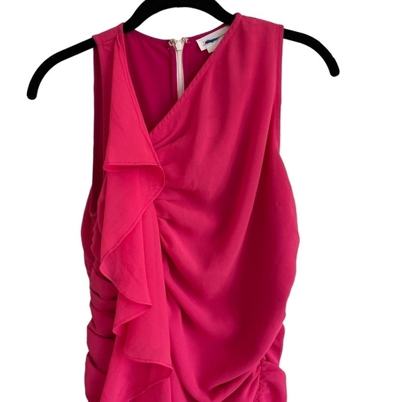Lovers + Friends Fuchsia Gathered Ruffle Mini Dress, Size S - Picture 2 of 7